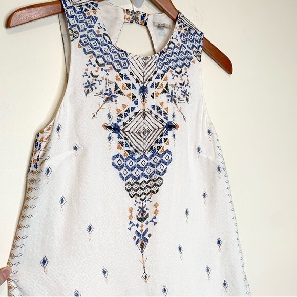 Ecote Sleeveless Aztec Boho Print Trapeze Frock Dress Small - Picture 5 of 14
